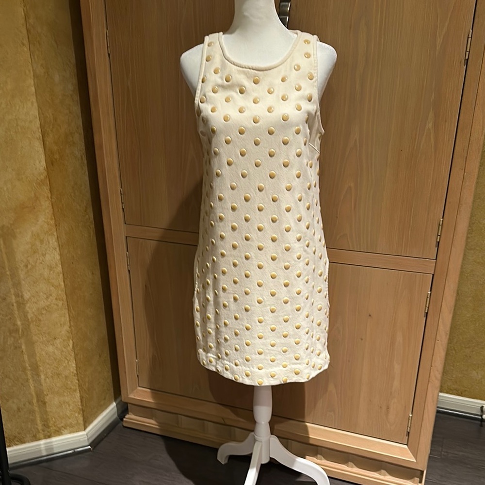 Elegant Cream Polka Dot Dress